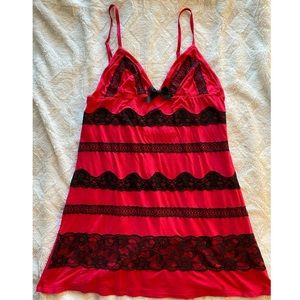Victoria’s Secret Pink-Red & Black Lace Babydoll
